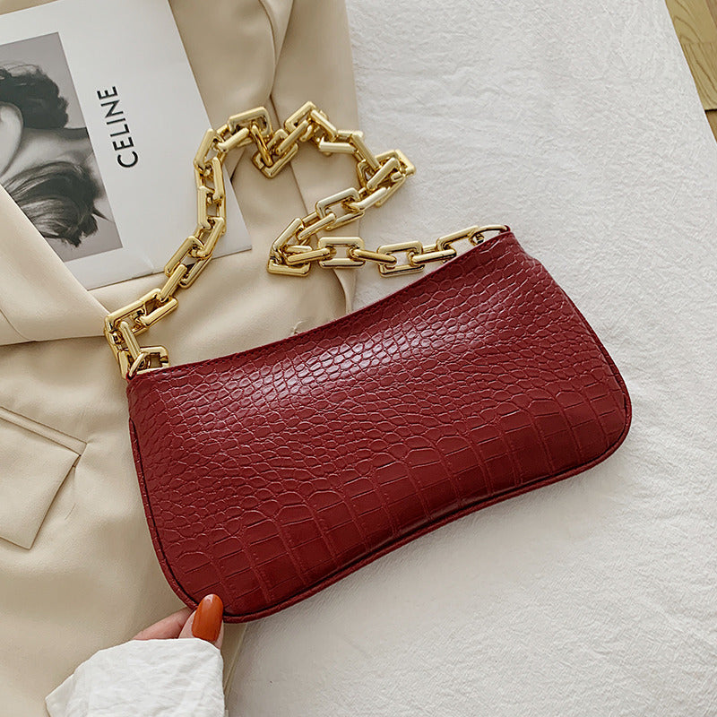 New Style Hand-carry Personality Fashion Patent Leather Armpit Baguette Small Shoulder Bag