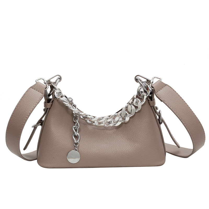 Niche Fashion Wide Shoulder Strap Messenger One Shoulder Underarm Chain Baguette Women's Bag